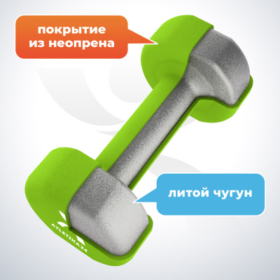 Гантели с неопреновым покрытием, 2х1,5 кг