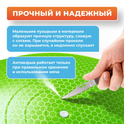 Фитбол 65 см с насосом, зеленый